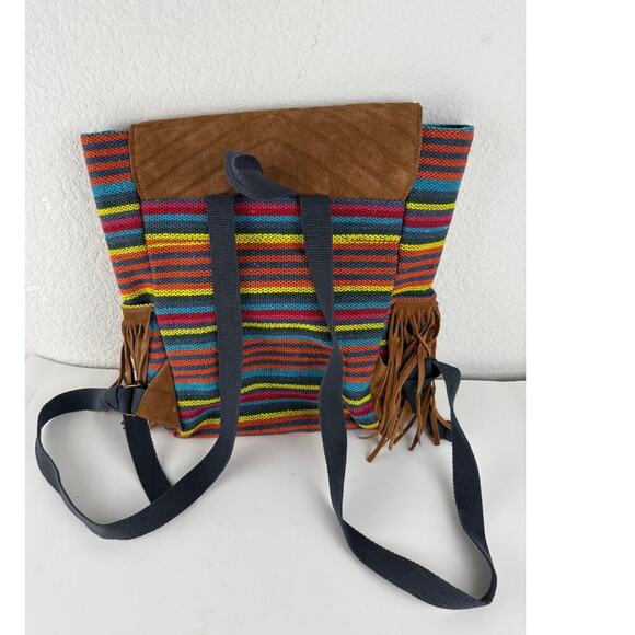 Vintage Earthbound Trading Backpack Rainbow Suede Hippie Cottagecore Bohomenian - Picture 2 of 8